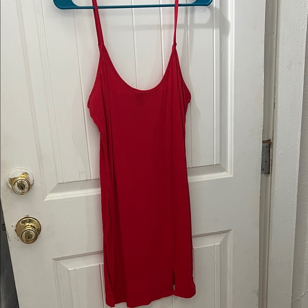 SHEIN Bright Red Ribbed Slip dress